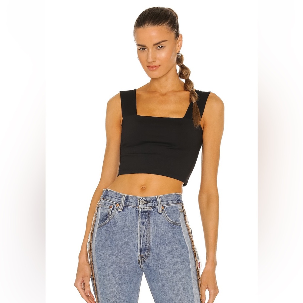 Susana Monaco Wide Strap Crop Top in Black